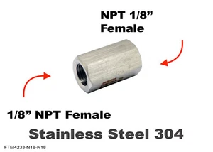 1/8" NPT Female to NPT 1/8" Female Stainless Sensor Adaptor Fittings Conversion - Picture 1 of 5