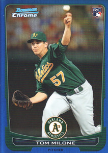 2012 (ATHLETICS) Bowman Chrome Blue Refractors #196 Tom Milone/250