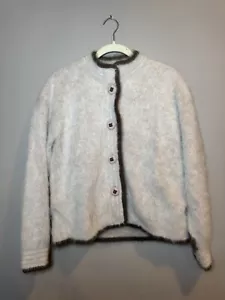 NEW Vintage Venesha 80% Angora Tan Brown Cardigan Sweater Soft Feminine Small - Picture 1 of 3