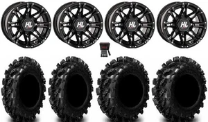 High Lifter HL3 14" Wheels Black 27" Swamp Lite Tires Kawasaki Mule Pro FXT KRX - Picture 1 of 4