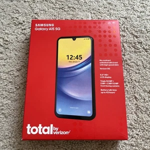 Total By Verizon Prepaid Samsung Galaxy A15 5G, 6.5" FHD+ 128GB  - Blue Black - Picture 1 of 2