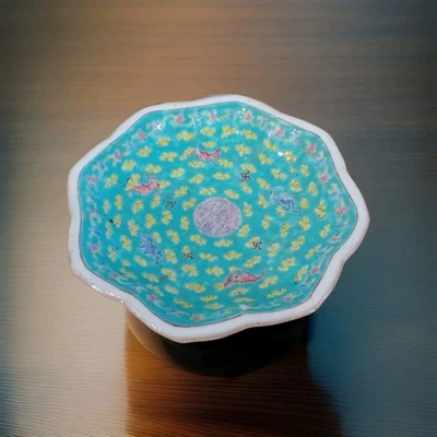 Ancienne Coupe Chinoise Asie Asia Chine Faience Peinte Emaillée Fleurs Signée - Photo 1/4