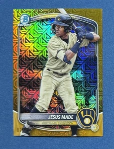 2025 Bowman Chrome Mega Jesus Made Gold Refractor 2/50 Brewers BCP-245 - Picture 1 of 2