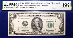 1950B $100 Federal Reserve Note Fr-2159-D Cleveland PMG66 Gem EPQ - Picture 1 of 2