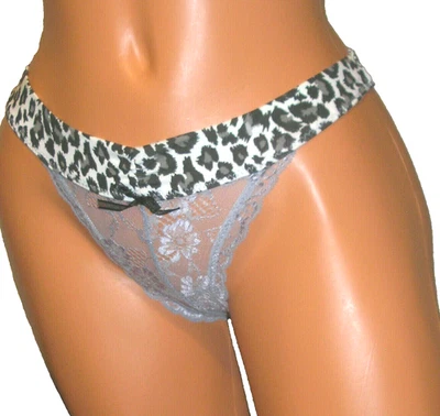 Bragas Lencería Estampado Animal Ribete Encaje Tanga Pequeño Adulto Regalo Foto 1 de 4