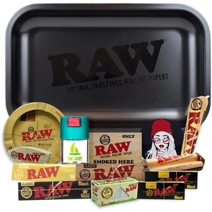Stylish RAW Smoker's Set: Rolling Tray, Organic Papers & Tools for Connoisseurs - Picture 1 of 10