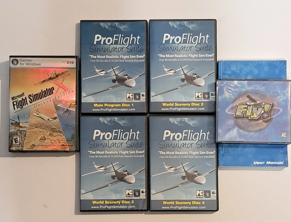 Lote de juegos de PC de simulación de vuelo Microsoft Flight Simulation X Proflight Suite Fly Foto 1 de 4