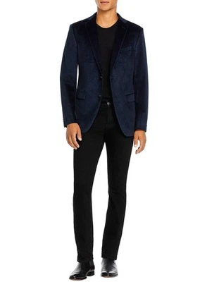 Abrigo Deportivo John Varvatos Star Usa Para Hombres Calce Ajustado Bleecker Terciopelo 42 Regular Azul Marino Foto 1 de 4