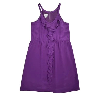 Suzie Chin For Maggy Boutique Women Silk Dress Sz 14 Purple Ruffle Racerback - Image 1 of 4