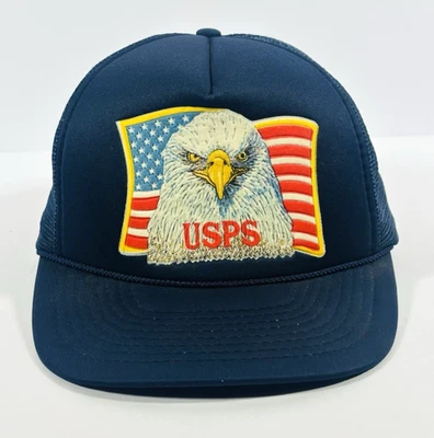 De colección Servicio Postal de los Estados Unidos USPS Snapback Trucker Sombrero Gorra Azul Águila Foto 1 de 4