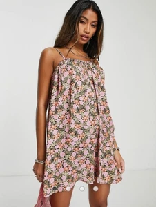 TOPSHOP Nordstrom Pink Floral Romper with Pockets Size 2 - Picture 1 of 6