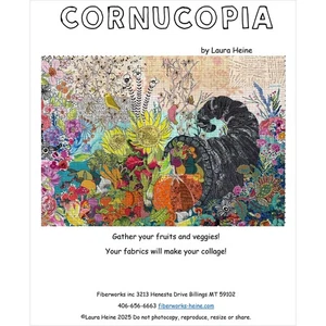 CORNUCOPIA HORN of PLENTY ~ Laura Heine Collage Quilt Pattern ~ 32"w x 23"h - Picture 1 of 3