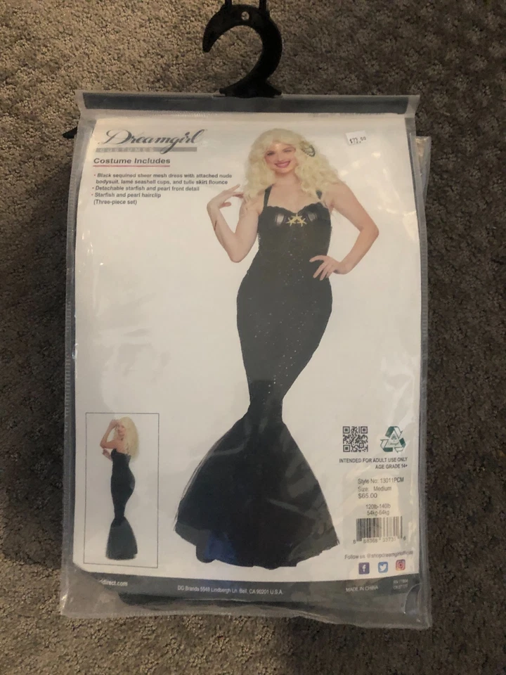 Disfraz de Halloween Sirena Oscura Dream Girl Adulto Talla Mediana Negro NUEVO Foto 1 de 1