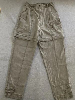 Vtg Cabelas Pants Women’s 27 Green Convertable Canvas High Rise 80s Outdoor 90s - Image 1 of 4