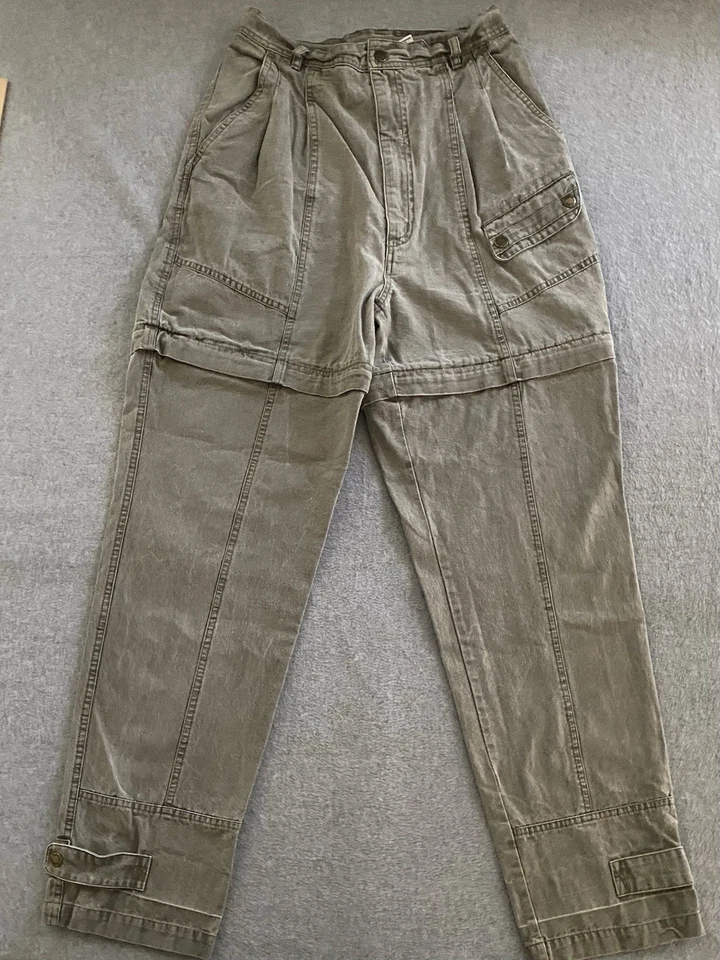 Vtg Cabelas Pants Women’s 27 Green Convertable Canvas High Rise 80s Outdoor 90s - Image 1 of 4