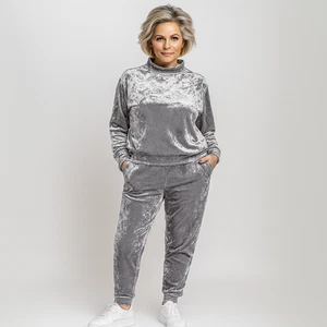 ROCKTHOSECURVES WOMENS VELVET STRETCH TRACKSUIT LOUNGE WEAR COMFY PLUS SIZE - Picture 1 of 49