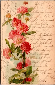 FLOWERS Greetings GERMANY art Postcard - Picture 1 of 2