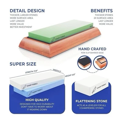 Sharp Pebble Knife Sharpening Stones Kit -Grits 400/1000/6000 - Image 1 of 4