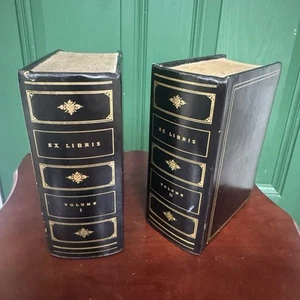 Vintage Faux Book Bookends – Ex Libris Volume I & II - Cottagecore Retro Decor - Picture 1 of 11