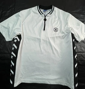 VTG Converse Mens L Shirt White Pullover Quarter Zip Mesh Short Sleeve - Picture 1 of 9