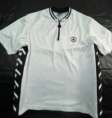 De Colección Converse Para Hombres Camisa L Pullover Blanca Cuarto Cremallera Malla Manga Corta Foto 1 de 4