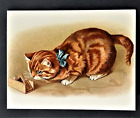 NEW Vntg Style Cat Thank You Note w Env  ORANGE TIGER KITTEN / MOUSETRAP Mfr USA
