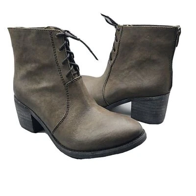 Antelope ankle boot gray Leather Back zip Lace Front heel Bootie sz 6-6.5 37 new - Image 1 of 4