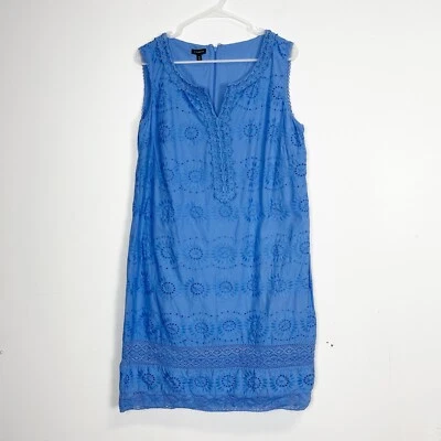 Vestido Talbots para mujer talla 16 azul floral encaje ojales funda sin mangas Foto 1 de 4