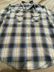 Vintage DeeCee Rangers Men's Button Up Pearl Snap Shirt 17 XL 8A - Picture 1 of 6