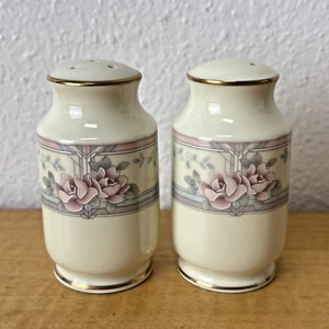 NORITAKE Magnificence 9736 Salt And Pepper Set Rim Gold 3 1/4" - Picture 1 of 8