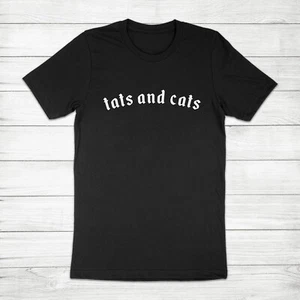 Tats and Cats Tattooed Cat Mom Tattoo Artist Inked Tatted Pet Lover Tee T-Shirt - Picture 1 of 13