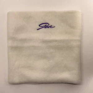 Vintage Stowe Winter Ski Neck Gaiter Warmer White With Purple Script Made USA - Picture 1 of 7