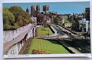OLD POSTCARD YORK MINSTER FROM THE CITY WALLS - Picture 1 of 2