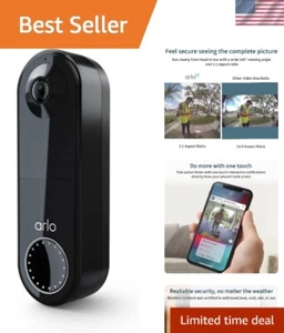 Compact Black HD Video Doorbell - 180° View, Wireless & Smart Home Compatible - Picture 1 of 12