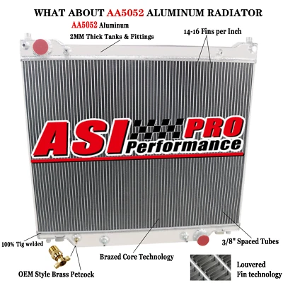 ASI 4 ROW Aluminum Radiator For 1997-2014 Ford E150 E250 E350 E450 5.4L / 7.3L - Image 1 of 4