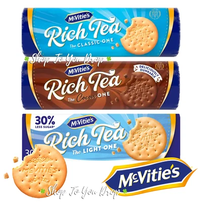 3 x MCVITIES RICH TEA BISCUITS 300g Classic Cocoa Light Biscuit - Image 1 of 4