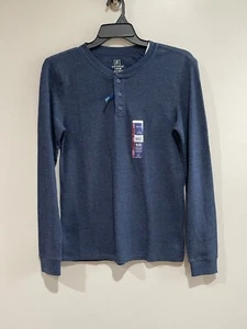 George Henley Thermal Shirt Mens S Navy Long Sleeve New - Picture 1 of 6