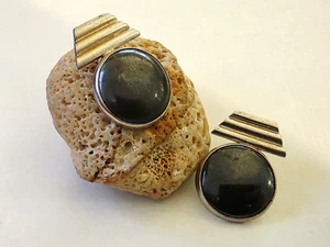 Ilias Lalaounis Greek Motif Sterling Silver 925 Hematite Pierce Earrings. - Picture 1 of 7