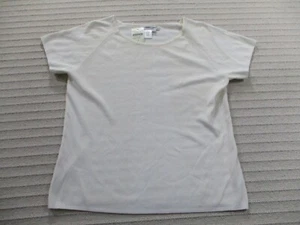 Coldwater Creek Womens Shirt Small Ivory Short Sleeve Solid Round Neck Stretch - Picture 1 of 10