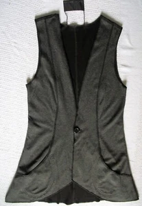 YANSI FUGEL Womens Tunic Vest Black Gray Reversible Boho Slimming - Picture 1 of 8
