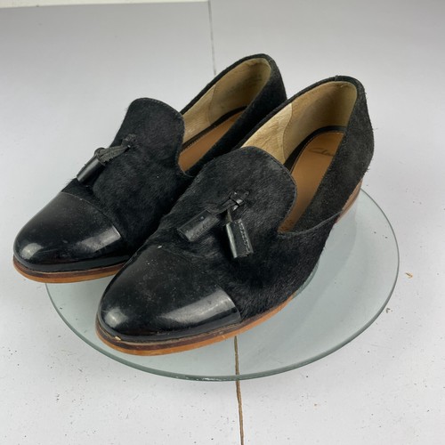 Mocassini Clarks scarpe 3 D nere donna slip on flats pelle nappa