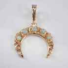 0.50Ct Round Cut Natural Opal Crescent Pendant 14K Yellow Gold Plated Free Chain