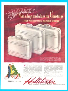 1946 Halliiburton Luggage travel cases PRINT AD Christmas Gift Santa Sleigh - Picture 1 of 3