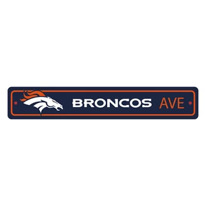 Denver Broncos Street Sign NEW! 4" X 24" "Broncos Ave." Man Cave NFL - Picture 1 of 2
