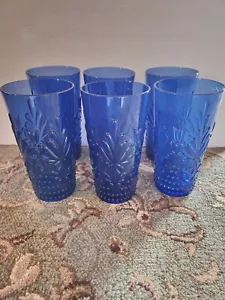 ¡6 vasos de plástico azul cobalto totalmente nuevos Pioneer para mujer días soleados 24 oz! - Imagen 1 de 4