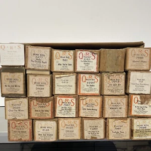 QRS PLAYER PIANO Word-Rolls (1 LOT) 24 ROLLS All Original Boxes & Labeled - Picture 1 of 6