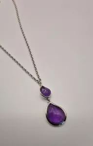 Amethyst Necklace And Earrings Set In Sterling Silver - Picture 1 of 8