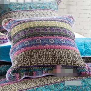 One Pair Quilted Cotton Patchwork Cushion Cover 45x45cm MP11 Blue - Picture 1 of 1