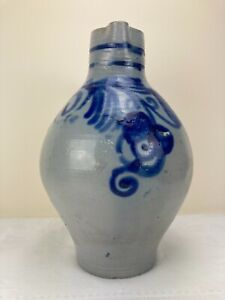 KrugSalzglasur grau/ blau handarbeit Weinkrug, Ölkrug ca 28 cm hoch