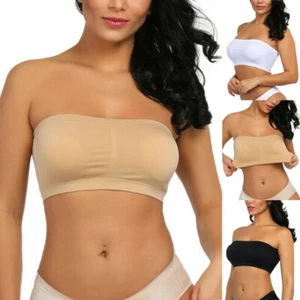 Double Layers Plus Strapless Bra Bandeau Tube Removable Padded Top Stretchy AU ✧ - Picture 1 of 18